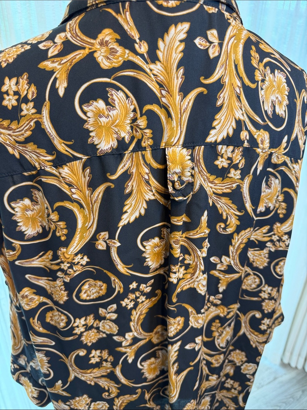 torrid Black Blouse with Mustard Floral Scroll Print - Picture 6 of 7
